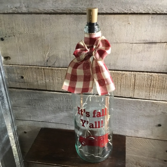 Handmade- ‘It’s Fall Y’all’ wine bottle lantern - Picture 9 of 14